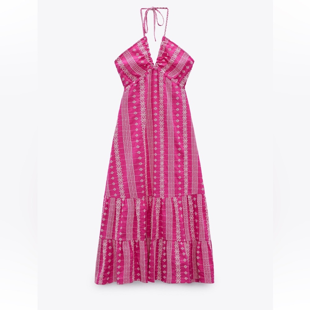 Zara Openwork Embroidered Dress - Size XS